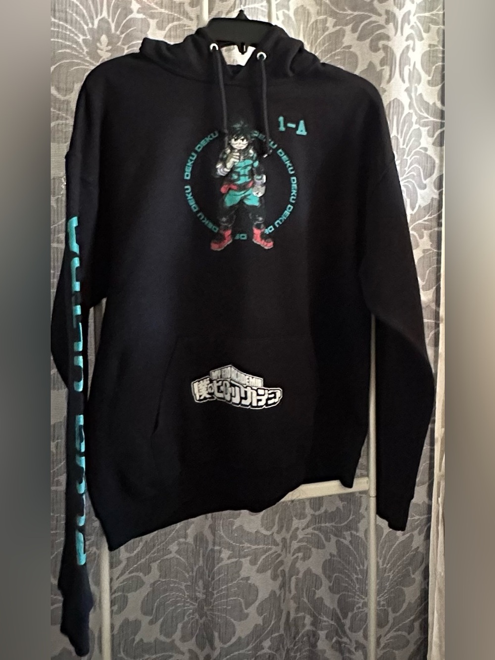 My Hero Academia Izuku Midiriya Deku Black Hoodie Size L